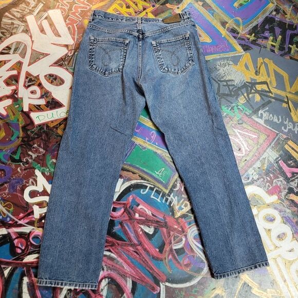 Vintage 90s Calvin Klein blue jeans size 34 - made in USA w button fly - Picture 10 of 12